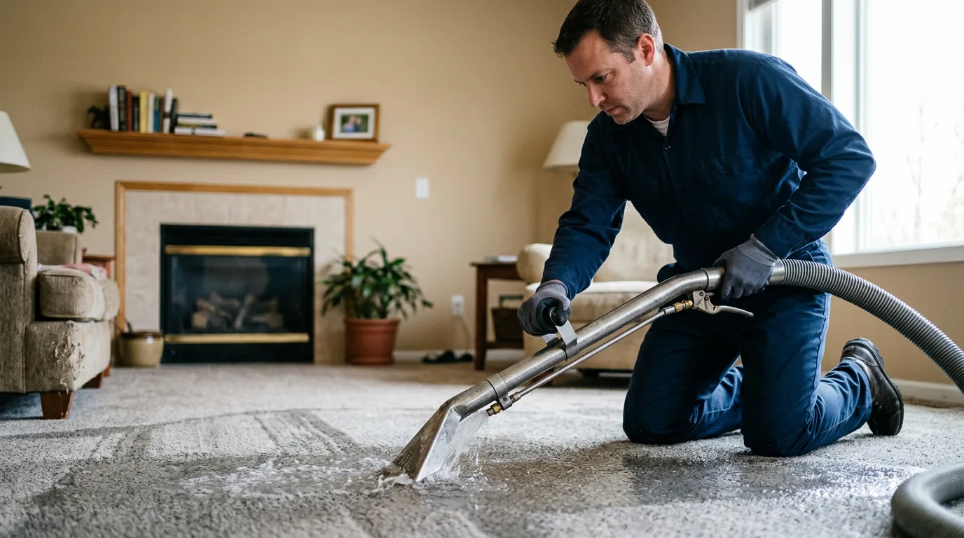 Water damage restoration technician working near Grand Blanc, MI